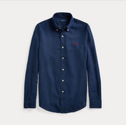 Sport shirt Linen slim Marine