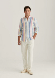 Linen Happy Stripe Shirt Multi