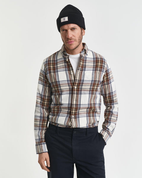 REG WINDBLOWN FL CHECK SHIRT Kremfarget