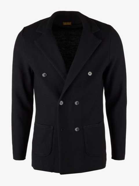 Blazer knitted DB merino wool Marine