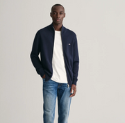 Casual Cotton Zip Cardigan Mørkeblå