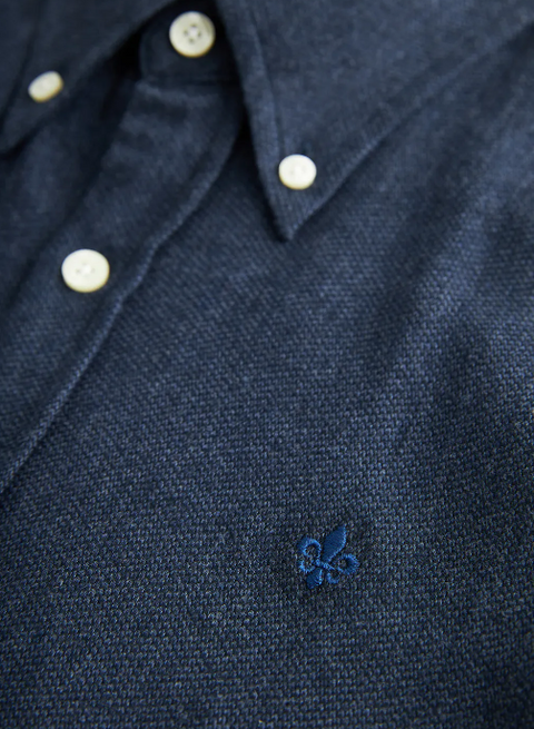 Flannel Donegal shirt - slimfit, Navy Marine