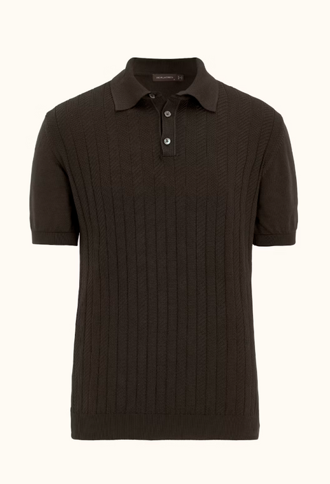 Barto Stripe Poloshirt Mørkebrun