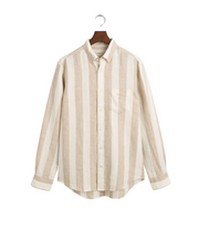 Reg Bold Stripe Linen Shirt, 270 Beige/Khaki