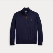Half Zip Wool Knit, Navy Mørkeblå