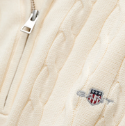 Cotton cable half zip Kremfarget