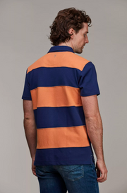 Stripe Back Polo, Dk. Blue Mørkeblå