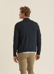 Merino Zip Cardigan Marine