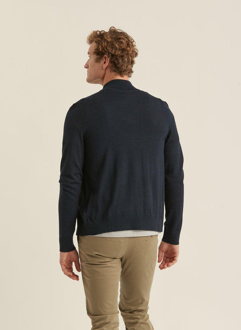 Merino Zip Cardigan Marine