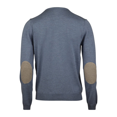 Merino Crew Neck With Patch Lyseblå