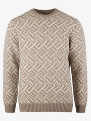 Knitted pattered merino wool Lysebrun