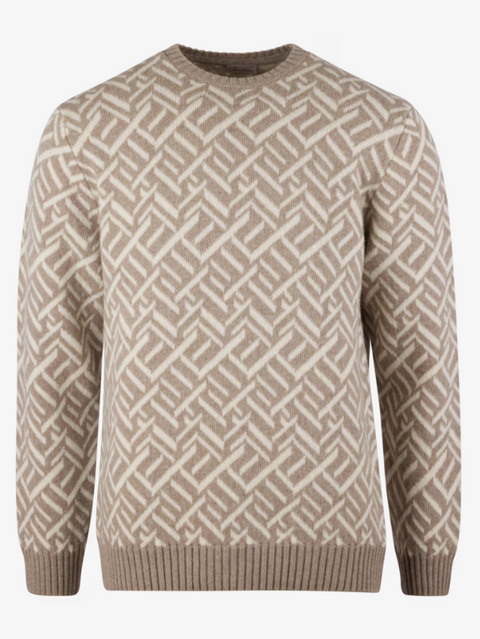 Knitted pattered merino wool Lysebrun