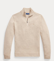 Cotton Zip Sweather, Brown Khaki