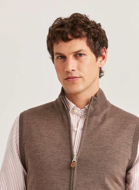 Merino Zip Vest Brun