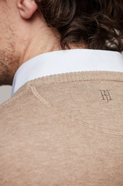 C-NECK SWEATER PATCH, Mørkbeige Beige