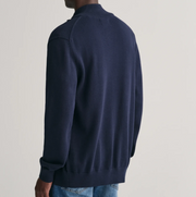 Casual Cotton Zip Cardigan Mørkeblå