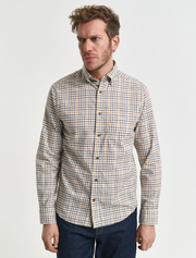 Reg twill Check shirt Beige