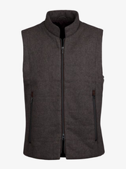 Vest Zip Heringbone Wool/Polyester Mørkebrun