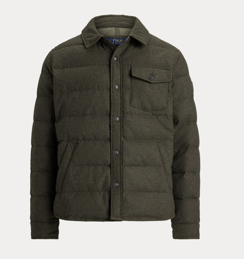 Herringbone down shirt jacket Grønn