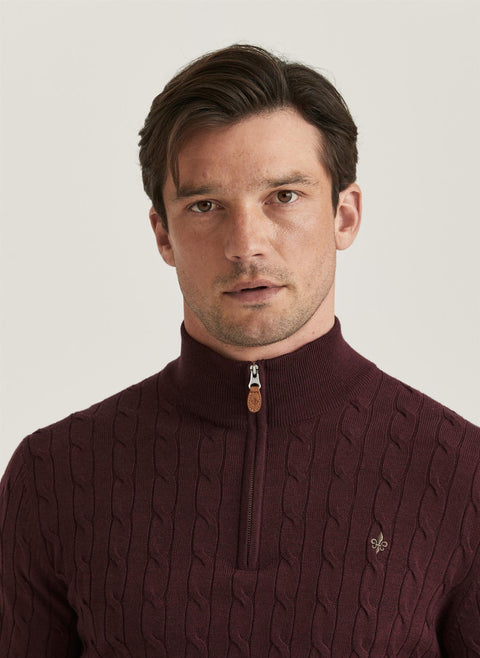 Merino Cable John Zip, Wine Burgunder