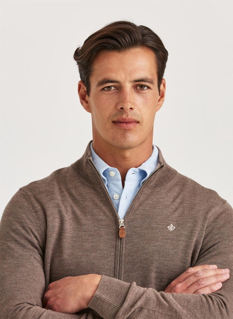 Merino Zip Cardigan Brun