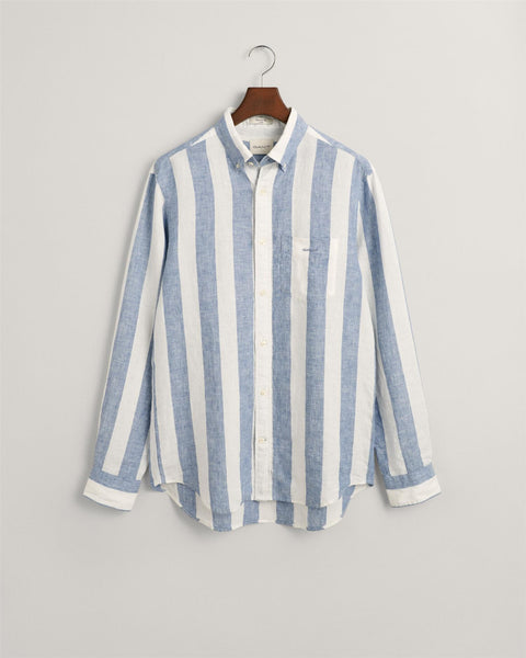 Reg Bold Stripe Linen Shirt Blå