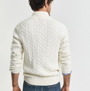 Cotton cable half zip Kremfarget