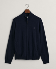 Superfine Lambswool Zip Cardigan Marine