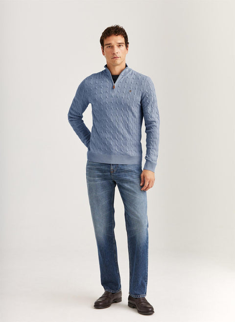 Merino Cable John Zip, 56 Blå