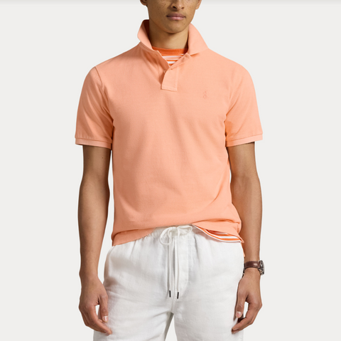Mineral  dyed mesh polo shirt Oransje