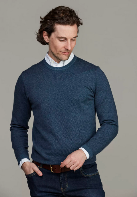 Herringbone Knit Blue Blå