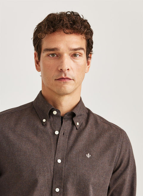 Watts Flannel Shirt, Brown Mørkebrun