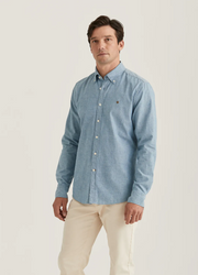 Chambray Shirt slim Blå