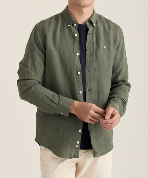 Douglas BD Linen Shirt Oliven