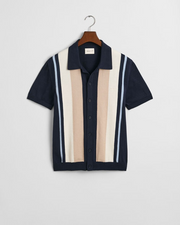 Color Blocked Cotton SS Polo Marine