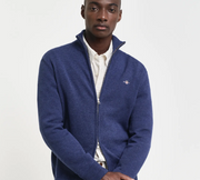 Casual Cotton Zip Cardigan Blå