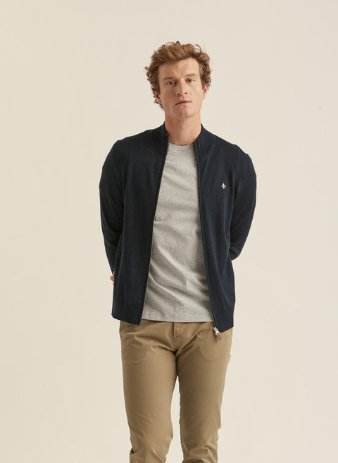 Merino Zip Cardigan Marine