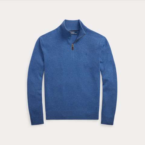 Half Zip Wool Knit Blå