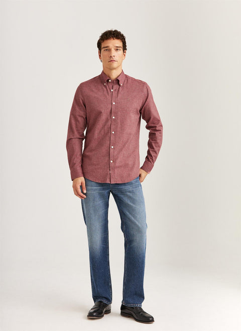Watts Flannel Shirt, Wine Red Mørkerød