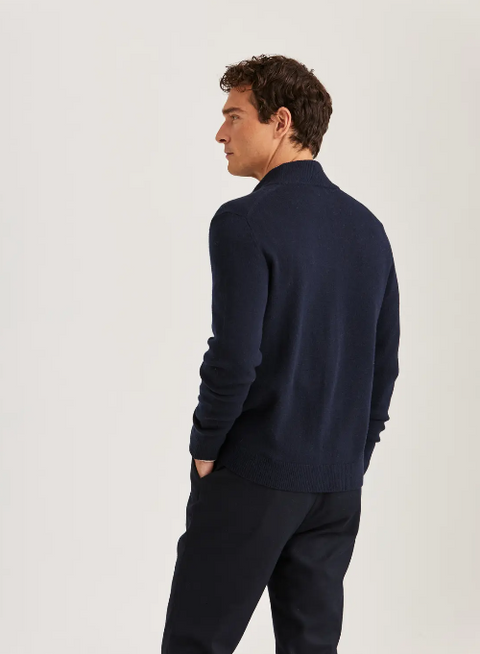Hertford Button Cardigan, Navy Mørkeblå