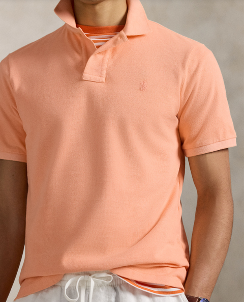 Mineral  dyed mesh polo shirt Oransje