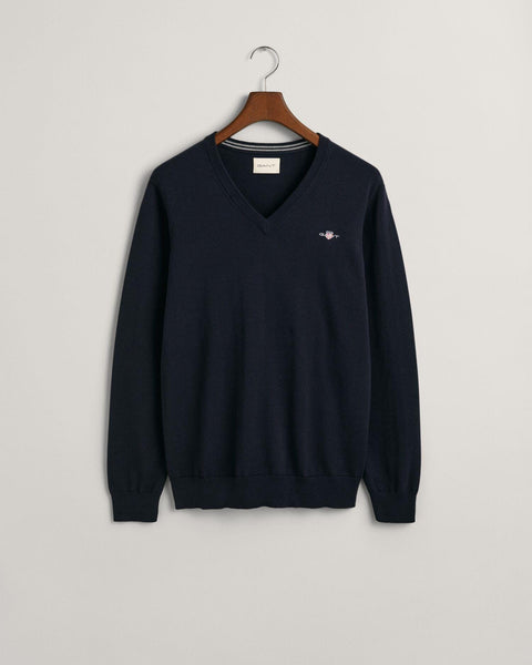 Cotton Wool V-Neck Navy Mørkeblå
