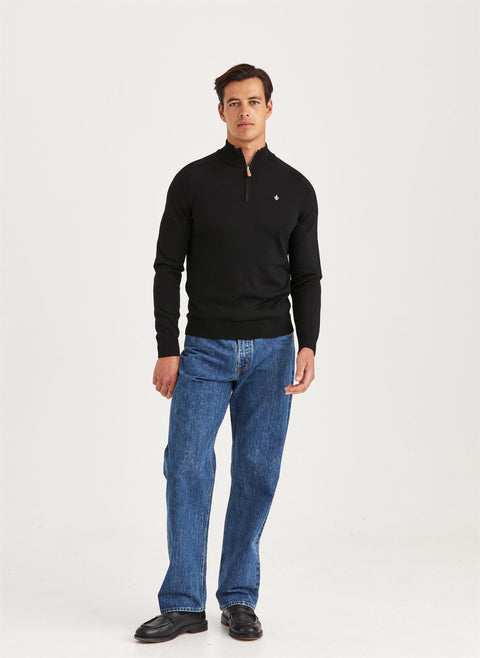 Merino John Zip, sort Sort