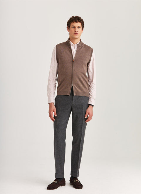 Merino Zip Vest Brun