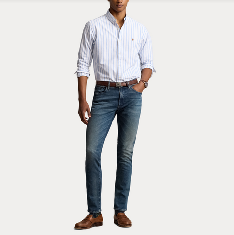 STRIPED OXFORD SHIRT Lyseblå