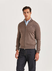 Merino Zip Cardigan Brun