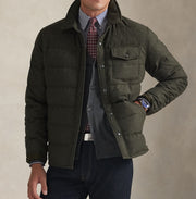 Herringbone down shirt jacket Grønn