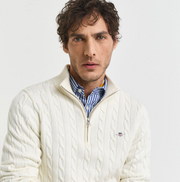 Cotton cable half zip Kremfarget