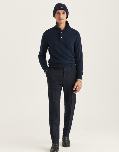 Morris Flannel Trouser, Navy Marine