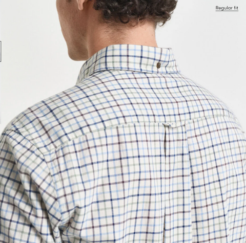 Reg twill Check shirt Blå